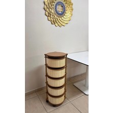Mihman Home Bambu 5 Katlı Tekerlekli Çok Amaçlı Ahşap Patates Soğan Sepeti