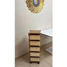 Mihman Home Bambu Kare 5 Katlı Tekerlekli Çok Amaçlı Ahşap Patates Soğan Sepeti