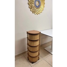 Mihman Home Bambu 5 Katlı Tekerlekli Çok Amaçlı Ahşap Patates Soğan Sepeti
