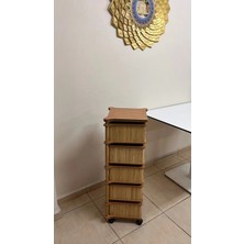 Mihman Home Bambu Kare 5 Katlı Tekerlekli Çok Amaçlı Ahşap Patates Soğan Sepeti