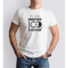 Bk Gift 29 Ekim Tasarımlı Erkek Beyaz T-Shirt-10, Arkadaşa Hediye, 29 Ekim Hediyesi Hediyesi, Trend Tişört, 100.YIL Hediyesi Medium