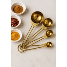 Senin Dükkanın 4'lü Metal Saplı Gold Touch Premium Ölçü Kaşık Seti Küçük Boy Baharat Kaşığı