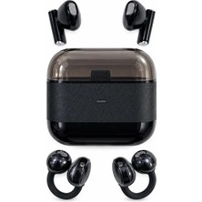 Ersert Et 4 Kulaklıklı Kablosuz Bluetooth Kulaklık Klipsli ve Kulak Içi Kullanım 2’si 1 Arada Hi Fi Yüksek Ses Kalitesi Dokunmatik Kontrol Şarj Kutusu Siyah