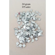 Ersert Et Oya Abiye Bileklik Kolye Pleksi Metalik Plastik Pul Gümüş Renk 24 Gram 375 Adet - BNC587