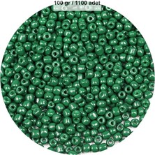 Ersert Et Koyu Yeşil Renk 4 mm Yaklaşık 1100 Adet / 100 Gram Cam Boncuk Oya Yazma Bileklik ve Kolye