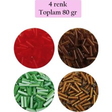Ersert Et Uzun Boru Kesme Boncuk Çap 2mm Uzunluk 10 mm - 4 Renk - Toplam 80 Gram - BNC431