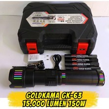 gold  goldkama ultra güçlü lazer fonksiyonlu şarjlı el feneri - 150w 15000 lümen zoomlu