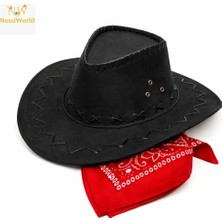 Ersert Eğlenceli Kovboy Şapka ve Kırmızı Bandana Seti