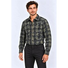 Çamaşır Kenti Erkek Ekose Kareli Batik Yıkamalı Şardonlu Uzun Kollu Regular Fit Oduncu Gömlek