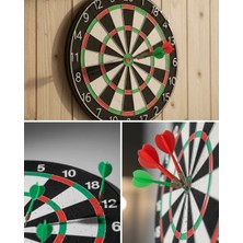 Ersert Ers Kaliteli Ahşap Dart Tahtası 12 Inç 4 Adet Metal Iğne Uçlu Ok