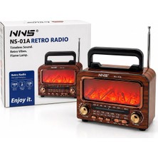 Ersert Ers Ibreli Şömineli Radyo - Retro Am - Fm - Sw USB - Type-C Sarjlı Bt - Tf - USB Speaker NS-01A PL-4730