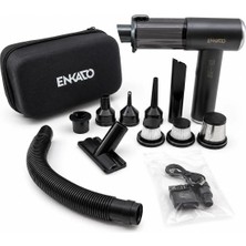 Ersert Ers Oto Araç - 2ın1 Şarjlı 100W - 17000PA 9 Başlık - 3 Filtre El Tipi Basınçlı Hava Üfleme - Araç Süpürge Makinesi Taşıma Çantalı EKD-SP10