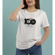 Bk Gift 29 Ekim Tasarımlı Kadın Beyaz T-Shirt-11, Arkadaşa Hediye, 29 Ekim Hediyesi Hediyesi, Trend Tişört, 100.YIL Hediyesi Large