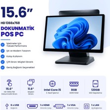 Grandstarr W156M 15.6" HD i5 3. Nesil | 8GB RAM | 120GB SSD POS PC + 11.6" Müşteri Ekranı