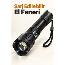 Ersert Ers Şarj Edilebilir LED El Feneri Dijital Göstergeli Alüminyum Gövde