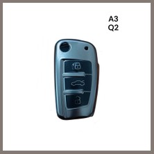 Bezos Audi A3 Q2 Anahtar Uyumlu Silikon Oto Anahtar Kumanda Kabı Kılıf Gri Rns