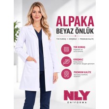 Nly Üniforma Kadın Beyaz Önlük Doktor Öğretmen Eczacı Veteriner Hemşire Medikal Sağlık Öğrenci Kuaför Önlüğü Alpaka Kumaş