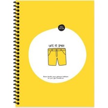 Str Store Hisli Şeyler 18,5X25 Spiralli Çizgili Defter Life Is Şort