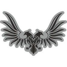 Str Store Sticker Usta Çift Başlı Kartal Kanat Sticker - 17119 Renkli 15 x 12 cm