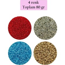 Ersert Ers- Dökme Cam Kum Boncuk (11/0) 2 mm - 4 Renk - Toplam 80 Gram - BNC404