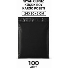 Ersert Ers- Siyah Cepsiz Küçük Boy Kargo Poşeti 24X30+5 cm 100 Adet