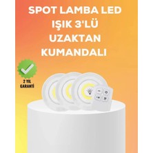 Ersert Ers- Çok Amaçlı Kullanım Için Kablosuz Yapışkanlı 3 Lü Uzaktan Kumandalı LED Spot Lamba