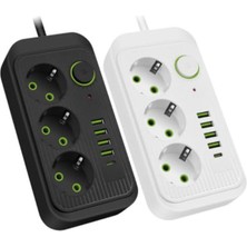 Mythriva Akım Korumalı USB Çoklayıcı Priz, 4 USB Portu ve 1 Type-C ile 2m Kablo