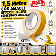 Eseno Select Çok Amaçlı Tüm Yüzeylerde Kullanıma Uygun Beyaz Çift Taraflı Köpük Sünger Montaj Bant(Ade