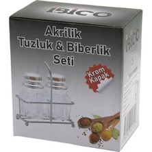 Ersert Ers- 2pcs Krom Kapak Akrilik Tuzluk - Biberlik - Baharatlık Metal Standlı Kare - Köşeli