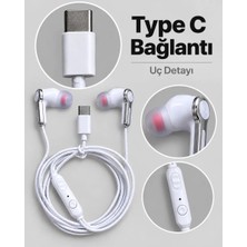 Elvasta Dmtk- Eldm- Elva- Kumandalı ve Silikon Başlıklı Beyaz Type C Kablolu Kulaklık El Tk