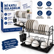 Ersert Ers- Siyah - Metal 2 Katlı Tabaklık - Bulaşıklık