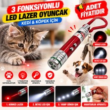 ENCO 3 Fonksiyonlu Kırmızı Beyaz Işıklı LED Lazer Kedi Köpek Oyuncak Anahtarlık - 1 Adet Stokta O