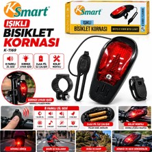 Ersert Ers- Bisiklet Kornası - Zil Işıklı 2xaa Pil 8 Fonksiyon Zil K-1169