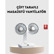 Ersert Ers- Kablosuz USB Şarjlı 720° Döner Masaüstü Fan – Çift Taraflı Serinlik ve Gece Lambası