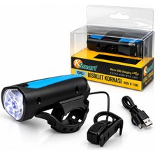 Ersert Ers- 2ın1 Bisiklet Kornası - Bisiklet Fener Işık USB - Type-C Şarjlı K-1183