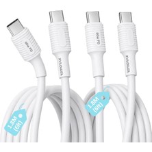 Relatos 2 Adet x 180CM (6ft) Type C-C Kablo Seti, Kaymaz Tutamaç, 60WATT Pd Hızlı Şarj, iPhone 15/16/17 ve Android Için, Beyaz, Coral (2 Ad x 1.8mt Beyaz)