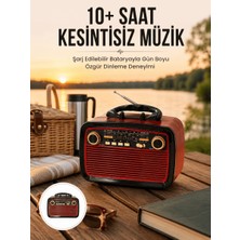 Ersert Ers- Bluetooth Hoparlör Ahşap Renk Vintage Işıklı Nostaljik Radyo Fm Ahşap Görünümlü Yeni Nesil