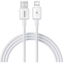 Relatos Crystal Usb-A To Lightning Hızlı Şarj Kablosu 2.4A, 1m, iPhone ve iPad Uyumlu, 480MBPS Veri Aktarımı, Örgülü Dayanıklı Kablo, Beyaz
