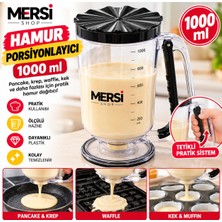 Mersi Shop 1000 ml Tetikli Hamur Porsiyonlayıcı Ölçülü Pancake Krep Waffle Kek Hamuru Dağıtıcı Plastik Dispenser