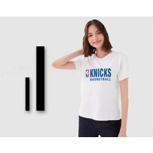 Bk Gift Knicks Basketball Tasarımlı Kadın Beyaz T-Shirt, Arkadaşa Hediye, Doğum Günü Hediyesi, Trend Tişört, Sevgili Hediyesi-1 x Small