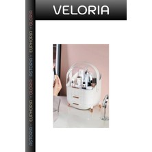 Veloria Özel Seri Saklama Masaüstü Kutu Çekmeceli Kozmetik Organizer Beyaz