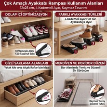 Relatos Ayarlanabilir Ayakkabı Rampası (12X25 Cm) - 4 Kademeli Dolap Içi Ayakkabı Düzenleyici Organizer, Kaymaz Siyah Plastik Ayakkabılık Çiftleme Rampası
