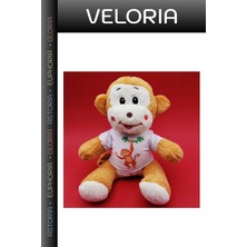 Veloria Premium Tişörtlü Sevimli Peluş Maymun Çocuklar Için Baskılı Tişört Eğlenceli Oyuncak