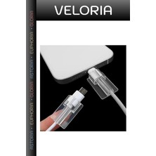 Veloria Özel Seri Seyahat Aksesuarı Teknoloji Severler Type C Şeffaf Silikon Kablo Koruyucu
