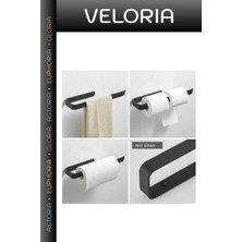 Veloria Premium Banyo Aksesuarı Dekoratif Tutucu Duvar Askısı Metal Mat Siyah Havluluk