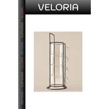 Veloria Özel Seri Çay Saati Düzenleyici Çeyizlik Standlı Borosilikat 4'lü Fincan Seti