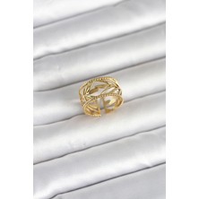 316L Çelik Gold Renk Başak Model Kadın Yüzük