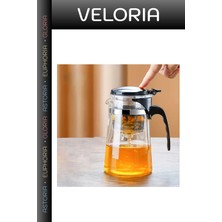 Veloria Premium Otomatik Basmalı Demlik 900 ml Çelik Filtreli Sıcak Içecek