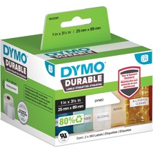 Relatos 1933081 Lw Durable-Etiketten Labelwriter-Baskı, Beyaz Polyester 25 x 89 mm