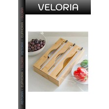 Veloria Özel Seri Tezgah Üstü Yer Tasarrufu Kolay Kullanım 3 Bölmeli Folyo Kesme Standı